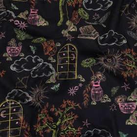 Cotton Voile – Black Trees and Windows – Summer Nights Print – Mood Exclusive Citrus Collection Cotton Voile – Black Trees and Windows – Summer Nights Print – Mood Exclusive Citrus Collection