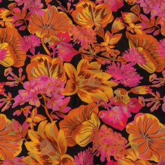 Linen and Rayon Woven – Black, Pink and Yellow Floral – Tangerine Dreams Print – Mood Exclusive Citrus Collection Linen and Rayon Woven – Black, Pink and Yellow Floral – Tangerine Dreams Print – Mood Exclusive Citrus Collection