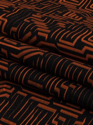 Linen and Rayon Woven – Black and Orange Geometric Lines – Ci-Trust the Process Print – Mood Exclusive Citrus Collection Linen and Rayon Woven – Black and Orange Geometric Lines – Ci-Trust the Process Print – Mood Exclusive Citrus Collection