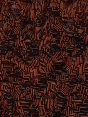 Linen and Rayon Woven – Black and Orange Geometric Lines – Ci-Trust the Process Print – Mood Exclusive Citrus Collection Linen and Rayon Woven – Black and Orange Geometric Lines – Ci-Trust the Process Print – Mood Exclusive Citrus Collection