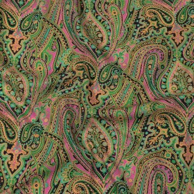 Linen and Rayon Woven – Black and Green Paisley – Hippy Shake Print – Mood Exclusive Citrus Collection Linen and Rayon Woven – Black and Green Paisley – Hippy Shake Print – Mood Exclusive Citrus Collection