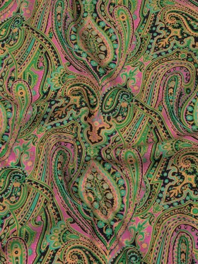Linen and Rayon Woven – Black and Green Paisley – Hippy Shake Print – Mood Exclusive Citrus Collection Linen and Rayon Woven – Black and Green Paisley – Hippy Shake Print – Mood Exclusive Citrus Collection