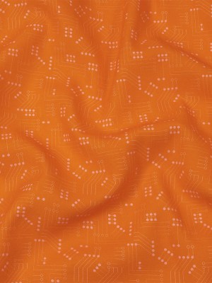 Linen and Rayon Woven – Orange Circuit Board Dots – Circuit Breaker Print – Mood Exclusive Citrus Collection Linen and Rayon Woven – Orange Circuit Board Dots – Circuit Breaker Print – Mood Exclusive Citrus Collection