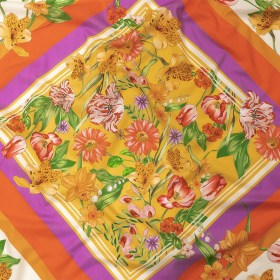 Cotton Voile – Orange and Pink Floral – Golden Garden Print – Mood Exclusive Citrus Collection Cotton Voile – Orange and Pink Floral – Golden Garden Print – Mood Exclusive Citrus Collection
