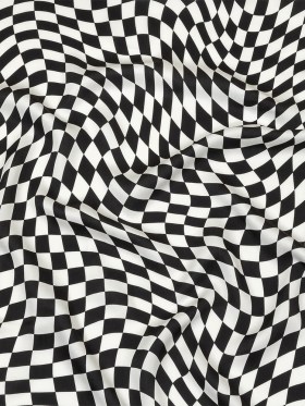 Rayon Challis – Black and White Warped Checks – Down the Rabbit Hole Print – Mood Exclusive Indigo Collection Rayon Challis – Black and White Warped Checks – Down the Rabbit Hole Print – Mood Exclusive Indigo Collection
