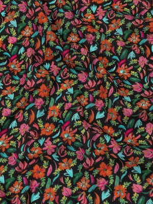 Linen and Rayon Woven – Pink, Blue and Black Floral – Confetti Fete Print – Mood Exclusive Citrus Collection Linen and Rayon Woven – Pink, Blue and Black Floral – Confetti Fete Print – Mood Exclusive Citrus Collection