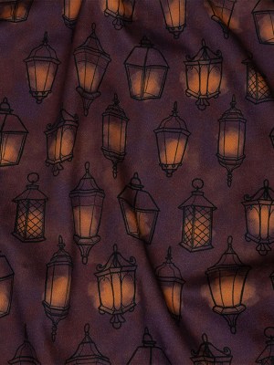 Stretch Cotton Sateen – Purple Lanterns – By Lantern Light Print – Mood Exclusive Jack-O-Lantern Collection Stretch Cotton Sateen – Purple Lanterns – By Lantern Light Print – Mood Exclusive Jack-O-Lantern Collection