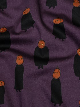 Stretch Cotton Sateen – Purple Pumpkin People – Pumpkin Patch Print – Mood Exclusive Jack-O-Lantern Collection Stretch Cotton Sateen – Purple Pumpkin People – Pumpkin Patch Print – Mood Exclusive Jack-O-Lantern Collection