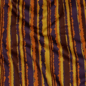 Stretch Cotton Sateen – Purple, Orange and Yellow Stripes – Foliate Pathways Print – Mood Exclusive Jack-O-Lantern Collection Stretch Cotton Sateen – Purple, Orange and Yellow Stripes – Foliate Pathways Print – Mood Exclusive Jack-O-Lantern Collection