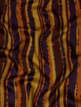Rayon Challis – Purple, Orange and Yellow Stripes – Foliate Pathways Print – Mood Exclusive Jack-O-Lantern Collection Rayon Challis – Purple, Orange and Yellow Stripes – Foliate Pathways Print – Mood Exclusive Jack-O-Lantern Collection