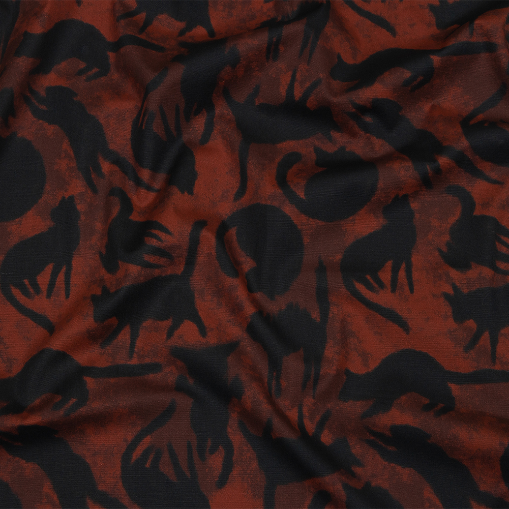 Stretch Cotton Poplin – Red and Black Cats – Black Cat Print – Mood Exclusive Nevermore Collection Stretch Cotton Poplin – Red and Black Cats – Black Cat Print – Mood Exclusive Nevermore Collection