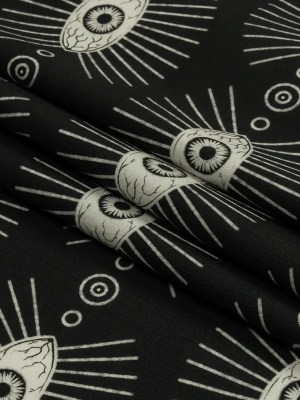 Stretch Cotton Poplin – Black and WhiteLines of Eyes – Tell Tale Print – Mood Exclusive Nevermore Collection Stretch Cotton Poplin – Black and WhiteLines of Eyes – Tell Tale Print – Mood Exclusive Nevermore Collection