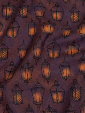 Linen and Rayon Woven – Purple Lanterns – By Lantern Light Print – Mood Exclusive Jack-O-Lantern Collection Linen and Rayon Woven – Purple Lanterns – By Lantern Light Print – Mood Exclusive Jack-O-Lantern Collection