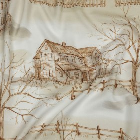 Rayon Batiste – Green and Brown Toile – South Pass City Print – Mood Exclusive Abandoned Collection Rayon Batiste – Green and Brown Toile – South Pass City Print – Mood Exclusive Abandoned Collection