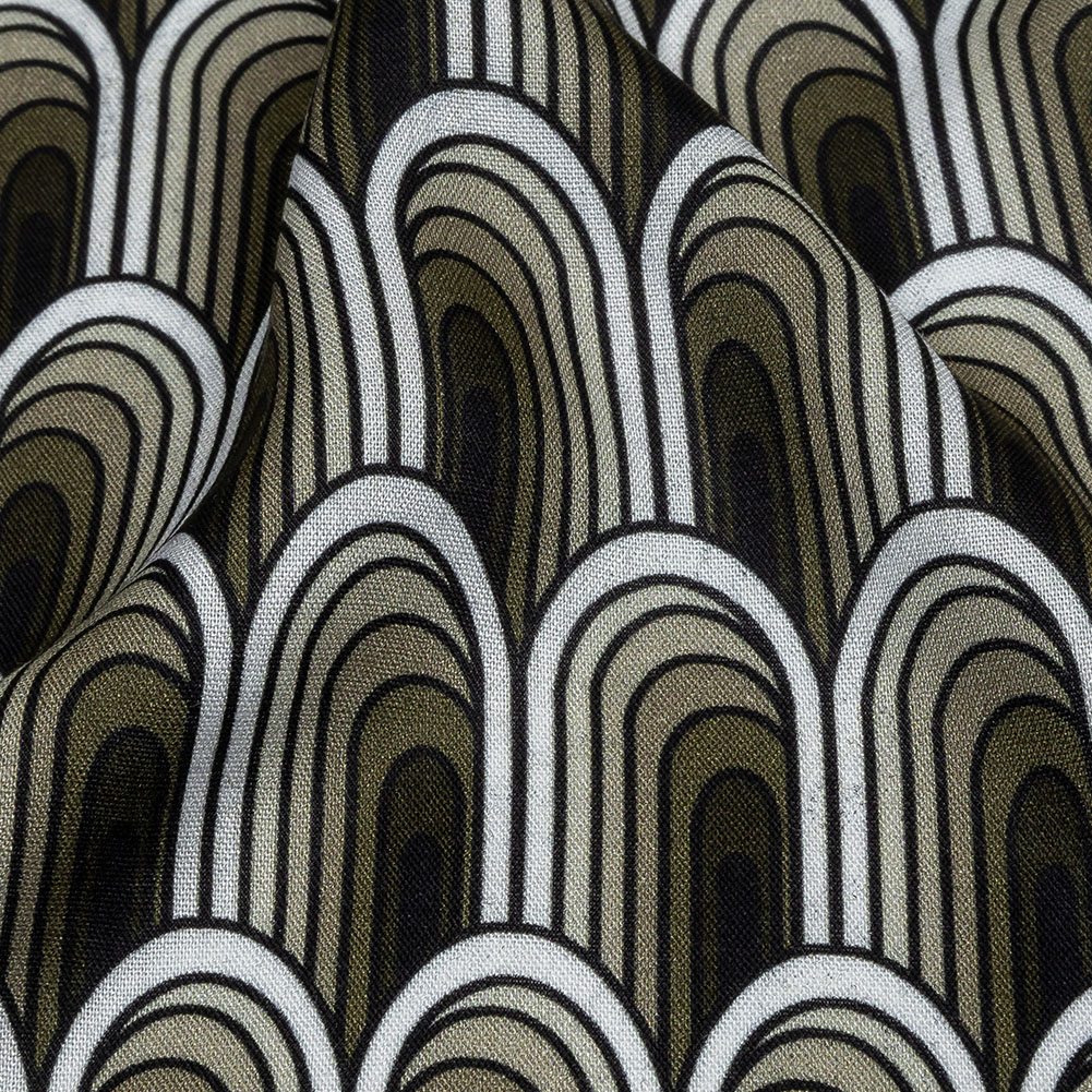 Rayon Batiste – Green Archways – Silver Run Print – Mood Exclusive Abandoned Collection Rayon Batiste – Green Archways – Silver Run Print – Mood Exclusive Abandoned Collection