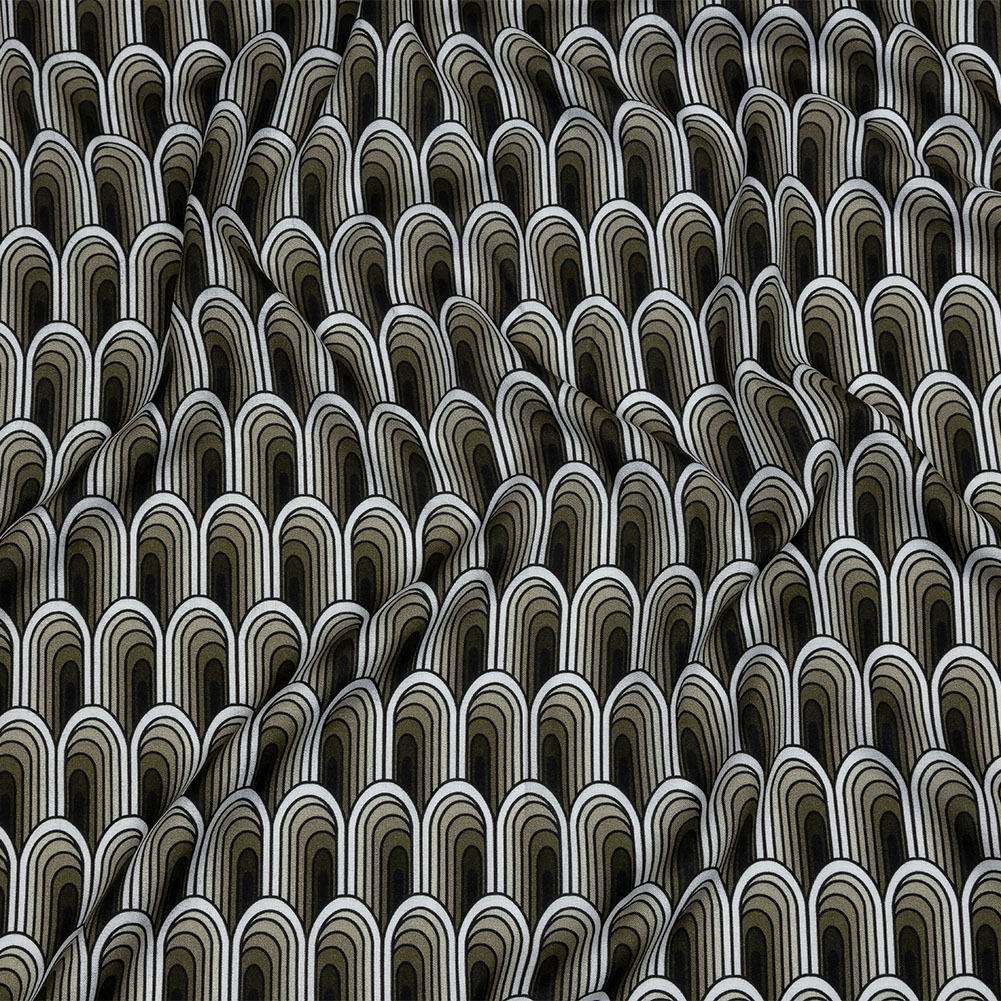 Rayon Batiste – Green Archways – Silver Run Print – Mood Exclusive Abandoned Collection Rayon Batiste – Green Archways – Silver Run Print – Mood Exclusive Abandoned Collection