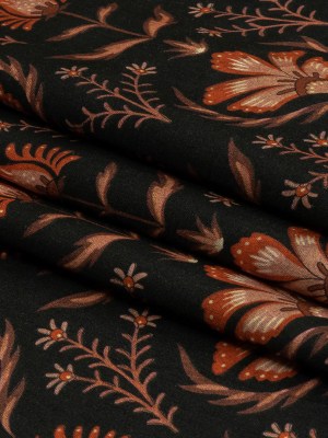 Rayon Challis – Black and Orange Floral – Watching the Fire Print – Mood Exclusive Rockland Collection Rayon Challis – Black and Orange Floral – Watching the Fire Print – Mood Exclusive Rockland Collection