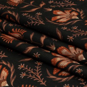 Rayon Challis – Black and Orange Floral – Watching the Fire Print – Mood Exclusive Rockland Collection Rayon Challis – Black and Orange Floral – Watching the Fire Print – Mood Exclusive Rockland Collection