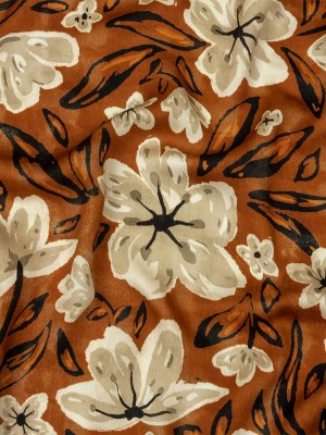 Rayon Challis – Burnt Orange Painterly Floral – Orange Wildflower Walk Print – Mood Exclusive Rockland Collection Rayon Challis – Burnt Orange Painterly Floral – Orange Wildflower Walk Print – Mood Exclusive Rockland Collection