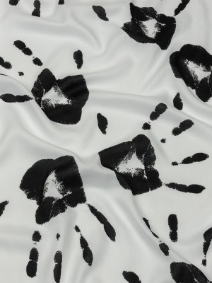 Rayon Batiste – Black and White Handprints – Bakersfield Print – Mood Exclusive Abandoned Collection Rayon Batiste – Black and White Handprints – Bakersfield Print – Mood Exclusive Abandoned Collection