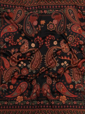 Rayon Challis – Black and Red Paisley – Kaleidoscope Dreams Print – Mood Exclusive Rockland Collection Rayon Challis – Black and Red Paisley – Kaleidoscope Dreams Print – Mood Exclusive Rockland Collection