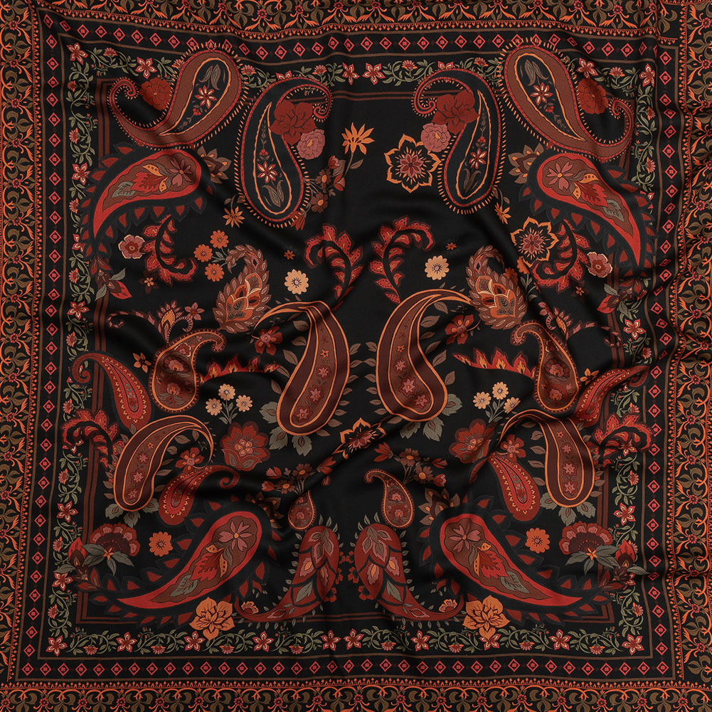 Rayon Challis – Black and Red Paisley – Kaleidoscope Dreams Print – Mood Exclusive Rockland Collection Rayon Challis – Black and Red Paisley – Kaleidoscope Dreams Print – Mood Exclusive Rockland Collection