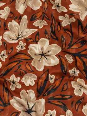 Stretch Cotton Sateen – Burnt Orange Painterly Floral – Orange Wildflower Walk Print – Mood Exclusive Rockland Collection Stretch Cotton Sateen – Burnt Orange Painterly Floral – Orange Wildflower Walk Print – Mood Exclusive Rockland Collection