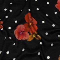 Rayon Challis – Black Floral and Polka Dots – Treasures Renewed Print – Mood Exclusive Rockland Collection Rayon Challis – Black Floral and Polka Dots – Treasures Renewed Print – Mood Exclusive Rockland Collection