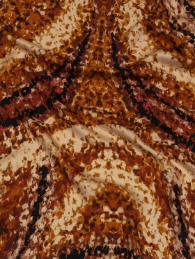 Rayon Challis – Beige and Orange Abstract – Summit Sketches Print – Mood Exclusive Rockland Collection Rayon Challis – Beige and Orange Abstract – Summit Sketches Print – Mood Exclusive Rockland Collection