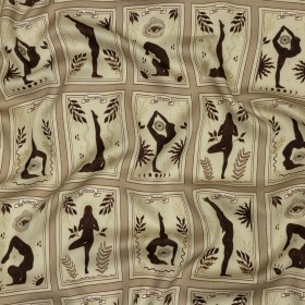 Rayon Challis – Beige and Brown Yoga Cards – Finding Balance Print – Mood Exclusive Rockland Collection Rayon Challis – Beige and Brown Yoga Cards – Finding Balance Print – Mood Exclusive Rockland Collection