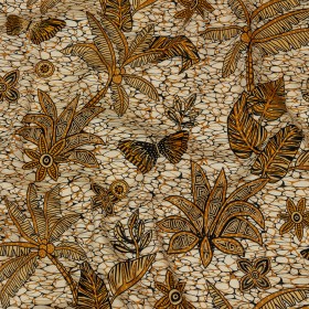 Stretch Cotton Sateen – Orange and White Palm Trees – Sunny Summers Print – Mood Exclusive Rockland Collection Stretch Cotton Sateen – Orange and White Palm Trees – Sunny Summers Print – Mood Exclusive Rockland Collection