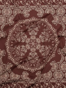 Stretch Cotton Sateen – Beige and Burgundy Paisley – Impressions in Time Print – Mood Exclusive Rockland Collection Stretch Cotton Sateen – Beige and Burgundy Paisley – Impressions in Time Print – Mood Exclusive Rockland Collection