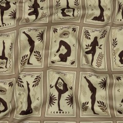 Stretch Cotton Sateen – Beige and Brown Yoga Cards – Finding Balance Print – Mood Exclusive Rockland Collection Stretch Cotton Sateen – Beige and Brown Yoga Cards – Finding Balance Print – Mood Exclusive Rockland Collection