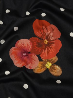 Stretch Cotton Sateen – Black Floral and Polka Dots – Treasures Renewed Print – Mood Exclusive Rockland Collection Stretch Cotton Sateen – Black Floral and Polka Dots – Treasures Renewed Print – Mood Exclusive Rockland Collection