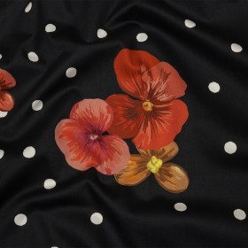 Stretch Cotton Sateen – Black Floral and Polka Dots – Treasures Renewed Print – Mood Exclusive Rockland Collection Stretch Cotton Sateen – Black Floral and Polka Dots – Treasures Renewed Print – Mood Exclusive Rockland Collection