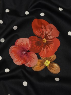 Stretch Cotton Sateen – Black Floral and Polka Dots – Treasures Renewed Print – Mood Exclusive Rockland Collection Stretch Cotton Sateen – Black Floral and Polka Dots – Treasures Renewed Print – Mood Exclusive Rockland Collection