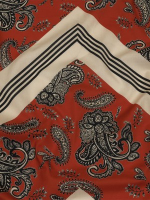 Cotton Voile – White and Orange Paisley and Chevron – Well Travelled Trails Print – Mood Exclusive Rockland Collection Cotton Voile – White and Orange Paisley and Chevron – Well Travelled Trails Print – Mood Exclusive Rockland Collection