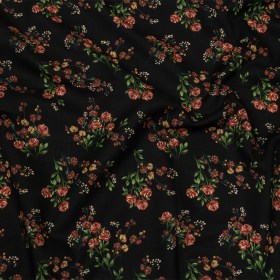 Cotton Voile – Black and Pink Floral – Mason Jar Bouquet Print – Mood Exclusive Rockland Collection Cotton Voile – Black and Pink Floral – Mason Jar Bouquet Print – Mood Exclusive Rockland Collection