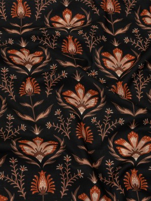 Cotton Voile – Black and Orange Floral – Watching the Fire Print – Mood Exclusive Rockland Collection Cotton Voile – Black and Orange Floral – Watching the Fire Print – Mood Exclusive Rockland Collection