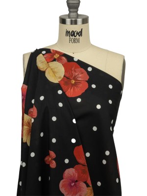 Cotton Voile – Black Floral and Polka Dots – Treasures Renewed Print – Mood Exclusive Rockland Collection Cotton Voile – Black Floral and Polka Dots – Treasures Renewed Print – Mood Exclusive Rockland Collection