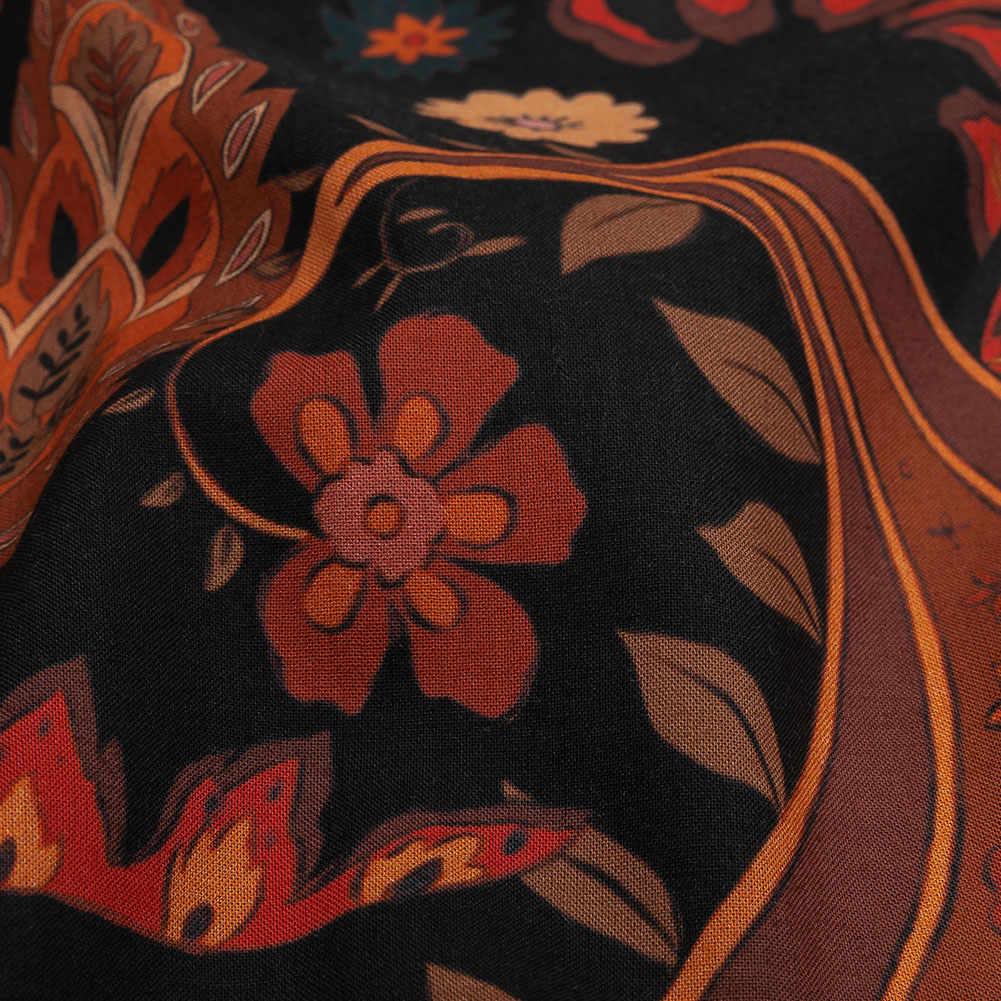 Cotton Voile Panel – Black and Red Paisley – Kaleidoscope Dreams Print – Mood Exclusive Rockland Collection Cotton Voile Panel – Black and Red Paisley – Kaleidoscope Dreams Print – Mood Exclusive Rockland Collection