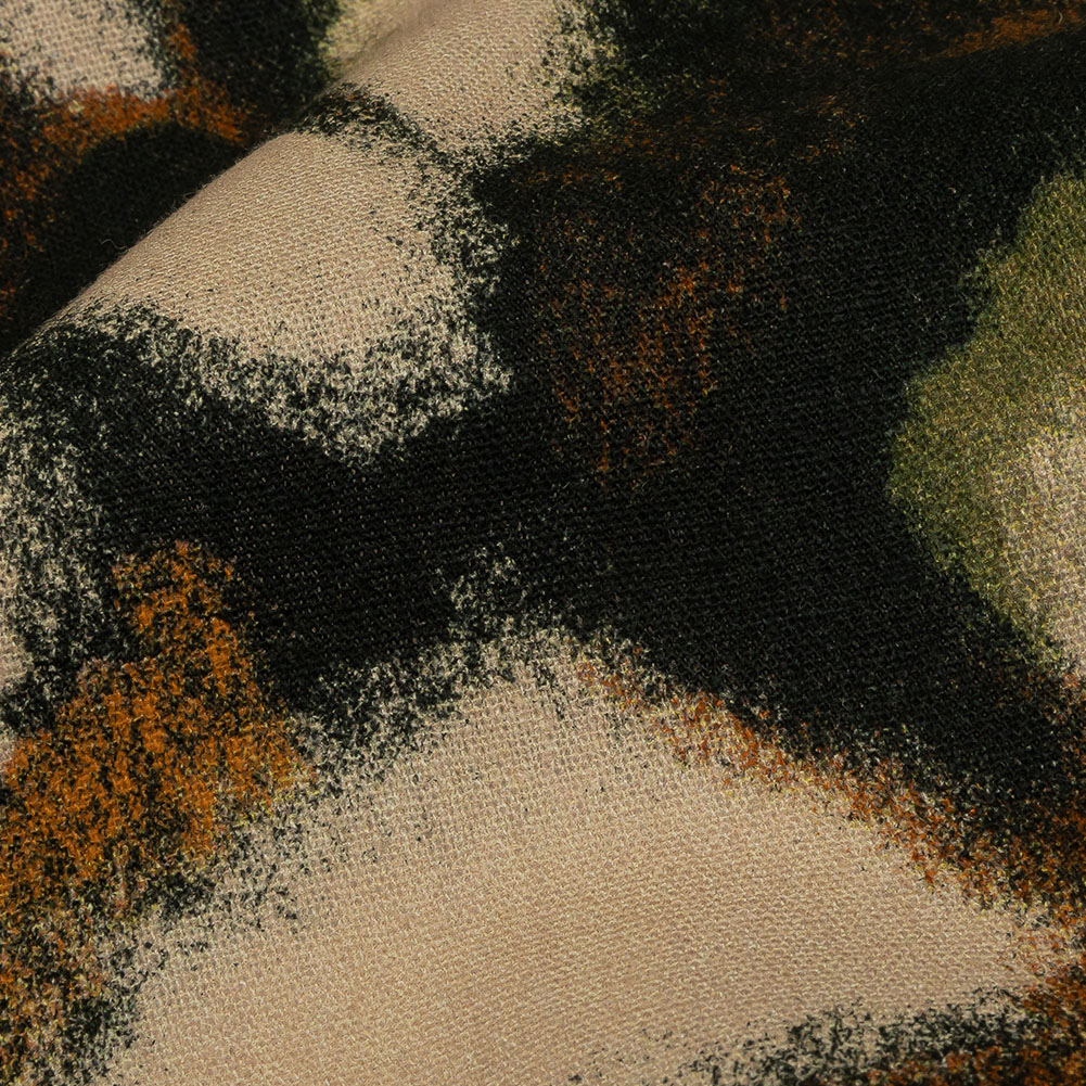 Linen and Rayon Woven - Black and Beige Abstract - From the Earth Print - Mood Exclusive Rockland Collection