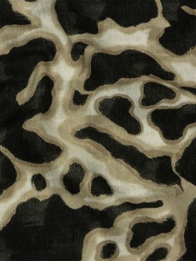 Linen and Rayon Woven – Black and Beige Abstract Spots – Fragments of Memory Print – Mood Exclusive Rockland Collection Linen and Rayon Woven – Black and Beige Abstract Spots – Fragments of Memory Print – Mood Exclusive Rockland Collection