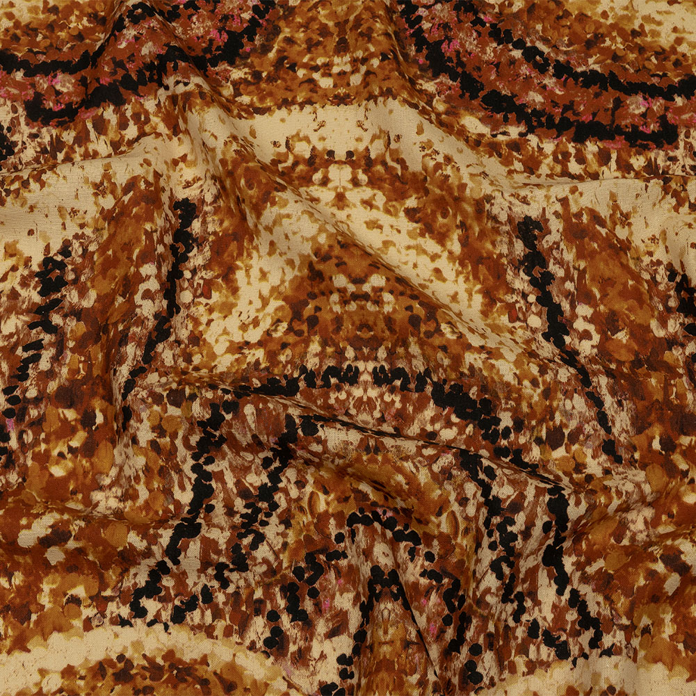 Linen and Rayon Woven – Beige and Orange Abstract – Summit Sketches Print – Mood Exclusive Rockland Collection Linen and Rayon Woven – Beige and Orange Abstract – Summit Sketches Print – Mood Exclusive Rockland Collection