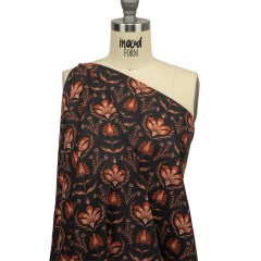Linen and Rayon Woven – Black and Orange Floral – Watching the Fire Print – Mood Exclusive Rockland Collection Linen and Rayon Woven – Black and Orange Floral – Watching the Fire Print – Mood Exclusive Rockland Collection