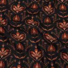 Linen and Rayon Woven – Black and Orange Floral – Watching the Fire Print – Mood Exclusive Rockland Collection Linen and Rayon Woven – Black and Orange Floral – Watching the Fire Print – Mood Exclusive Rockland Collection