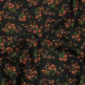 Linen and Rayon Woven – Black and Pink Floral – Mason Jar Bouquet Print – Mood Exclusive Rockland Collection Linen and Rayon Woven – Black and Pink Floral – Mason Jar Bouquet Print – Mood Exclusive Rockland Collection