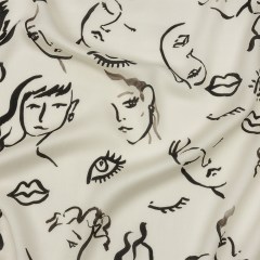Rayon Challis – Black and White Face Drawings – Everyday Runway Print – Mood Exclusive Metro Collection Rayon Challis – Black and White Face Drawings – Everyday Runway Print – Mood Exclusive Metro Collection