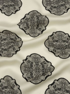 Rayon Challis – White Lacy Medallions – Cathedral Windows Print – Mood Exclusive Metro Collection Rayon Challis – White Lacy Medallions – Cathedral Windows Print – Mood Exclusive Metro Collection