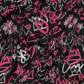 Rayon Challis – Pink and Black Graffiti Doodles – Spontaneous Collaboration Print – Mood Exclusive Metro Collection Rayon Challis – Pink and Black Graffiti Doodles – Spontaneous Collaboration Print – Mood Exclusive Metro Collection